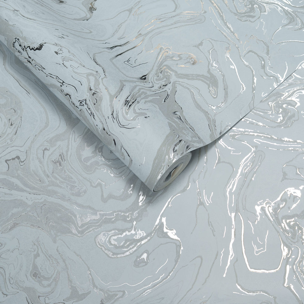 Papel de Colgadura Abstracto | Light Blue Marble Wallpaper
