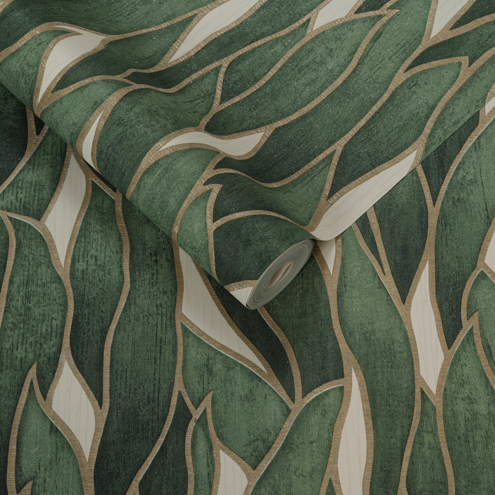 Papel de Colgadura Botánico | Sage Green Leaf Wallpaper